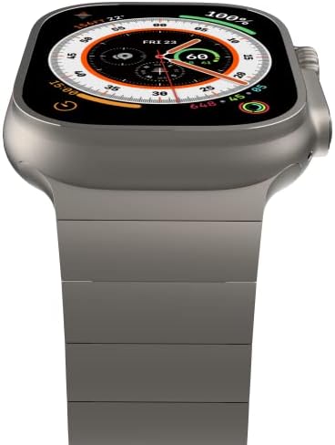 אייקוניט טיטניום Apple Watch להקת מטאל אולטרה | אבזם מגנטי | התאמת צבע אולטרה, רצועת שעון מתכת עם סגירה מגנטית | גימור טיטניום | גודל
